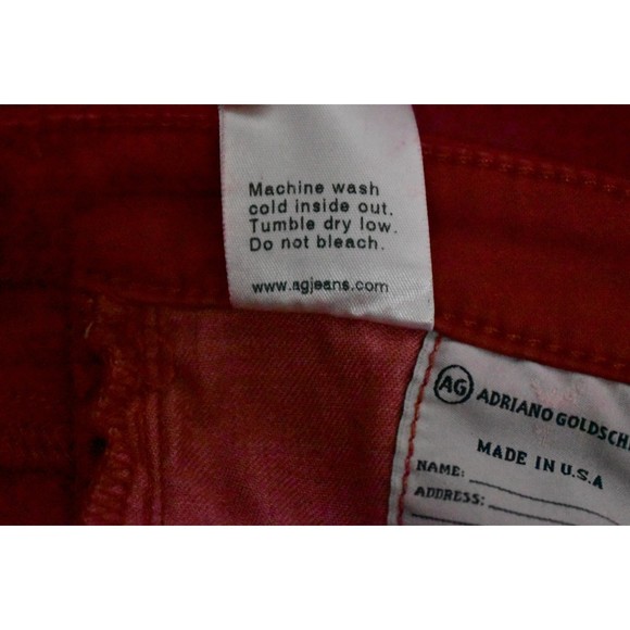 AG Adriano Goldschmied Legging 24 Super Skinny Coated Leatherette Ankle Jean Red - Picture 13 of 14